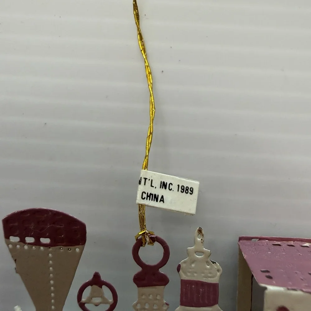 Vintage 1989 Wants International Metal Christmas Ornament Lot Train Carriage